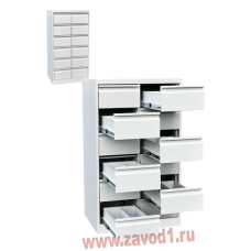 металлический картотечный шкаф КР-12 на 12 ящиков (1200х700х500) 
